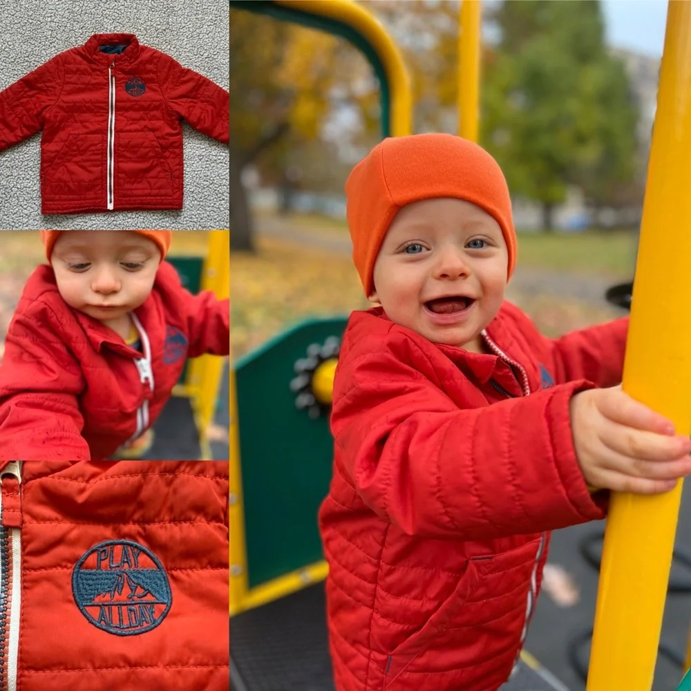 🧸 OshKosh B’Gosh | “Play All Day” Orange Quilted Jacket